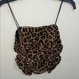 Leopard Print Ruched Cami Top